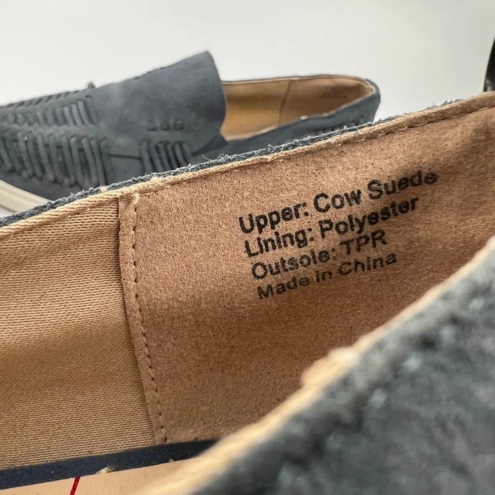 Sole Society‎ Woven Gray Blue Cow Suede Casual Loafer Leather Slip On Women's 10